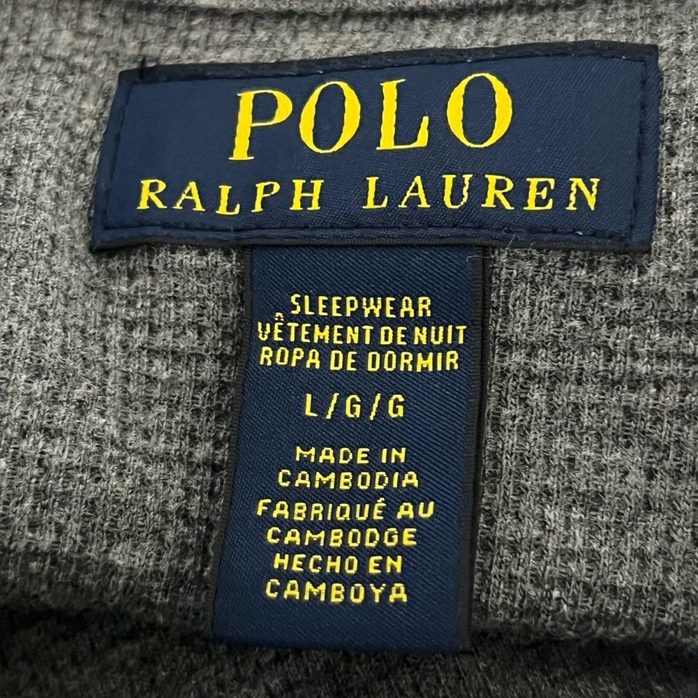 POLO RALPH LAUREN Heather Logo Print Waffle Knit Men’s Sleep Shirt Sz L